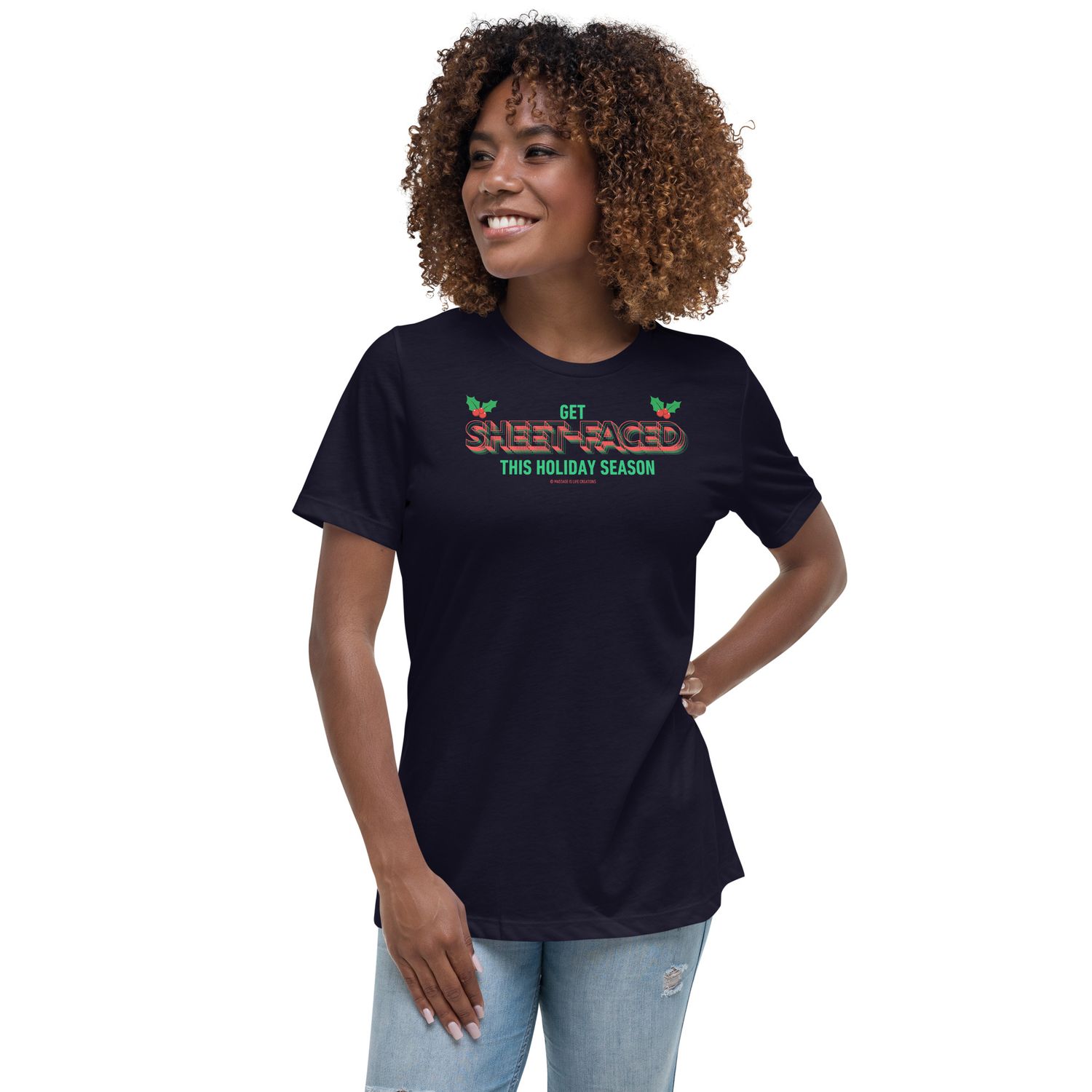 Get Sheet Faced This Holiday Season - Red &amp; Green - Women&#39;s Relaxed T-Shirt