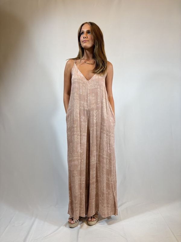 HAZED FLORAL STRAPPY JUMPSUIT