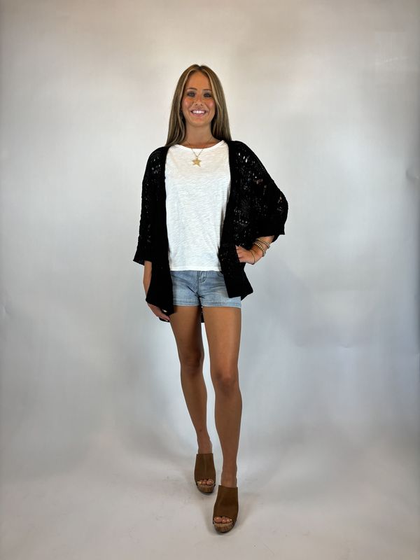 CROCHET BLACK CARDIGAN