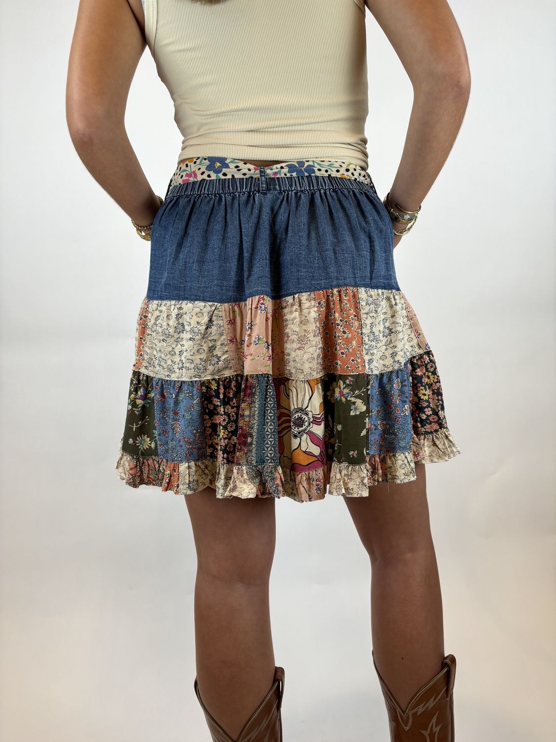 MINI SKIRT WITH COLORFUL PATCH WORK