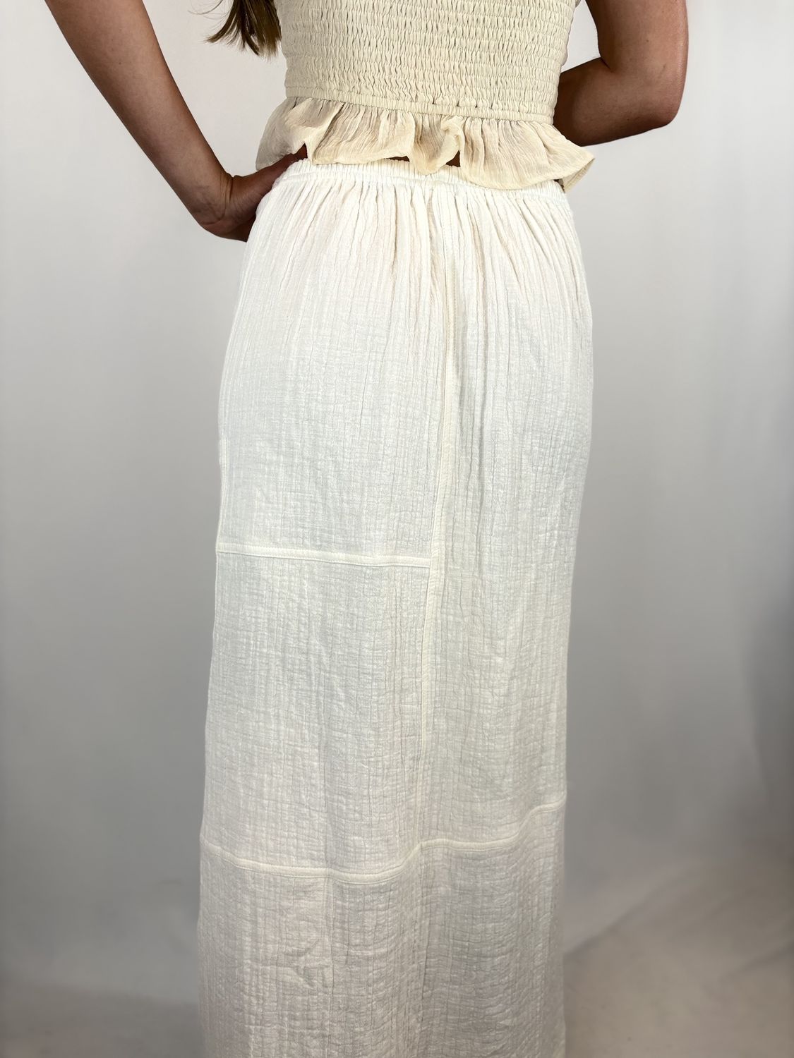 SLIT MAXI SKIRT W/POCKET