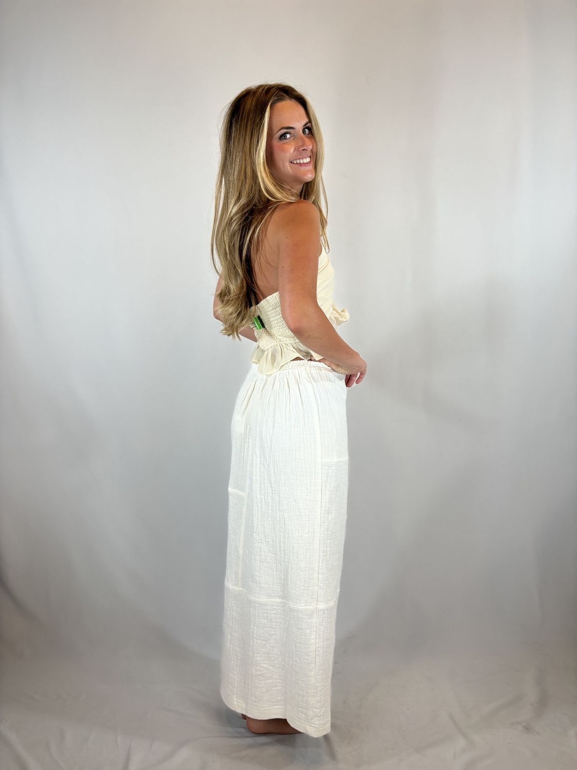 Miss Love- Off White Gauze Halter