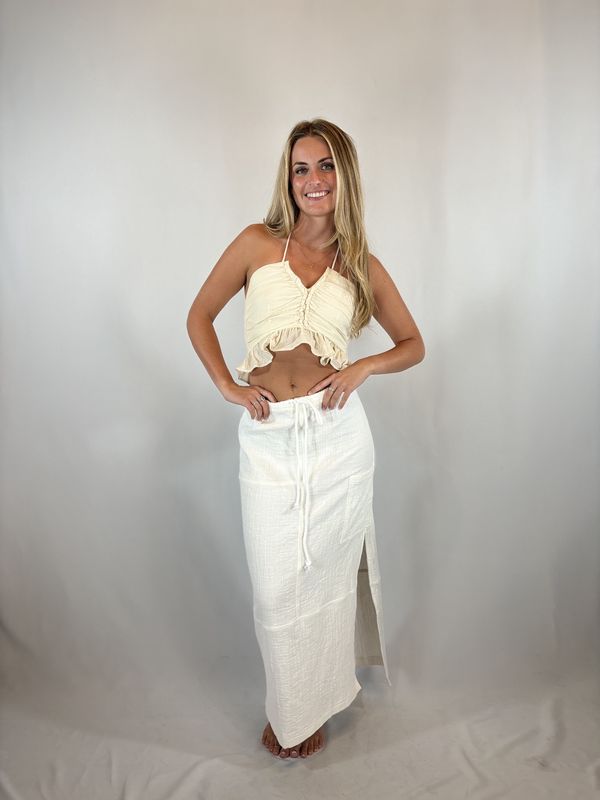 Miss Love- Off White Gauze Halter