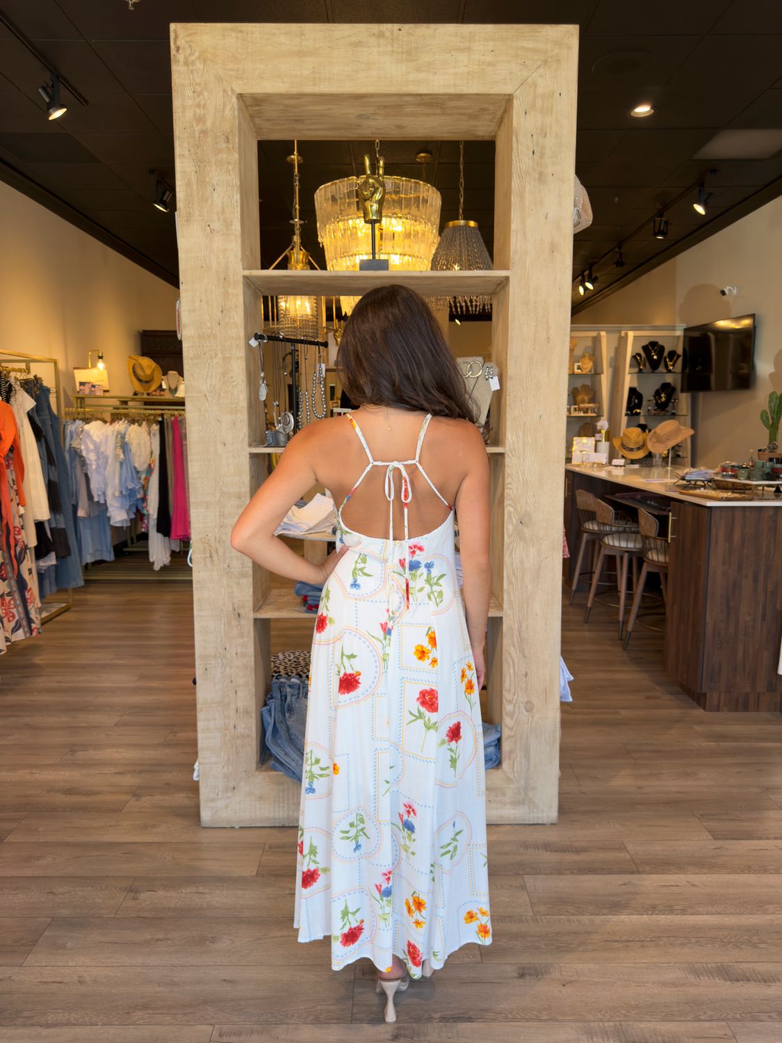 PRINTED MIDI DRESS- OFF WHITE