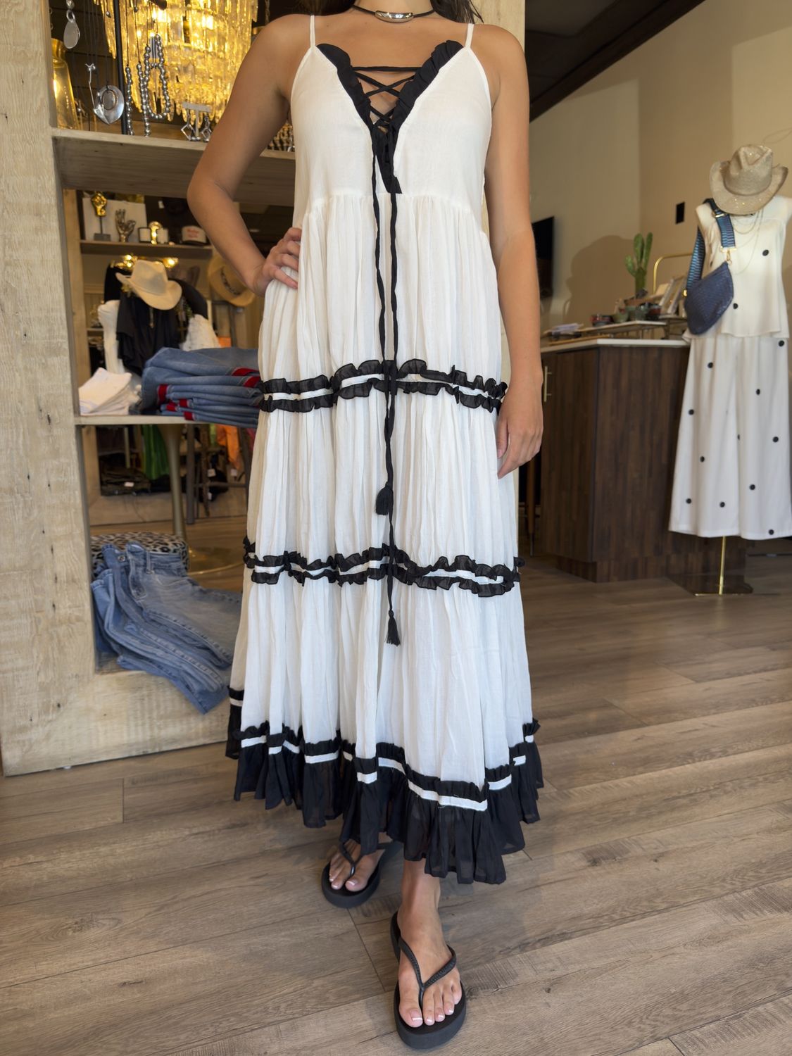 COTTON TANK DRESS W/TRIM