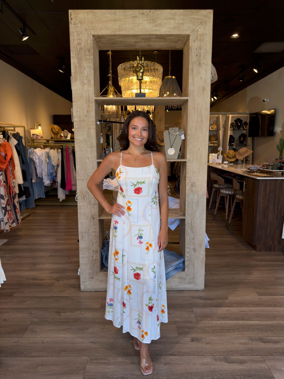 PRINTED MIDI DRESS- OFF WHITE