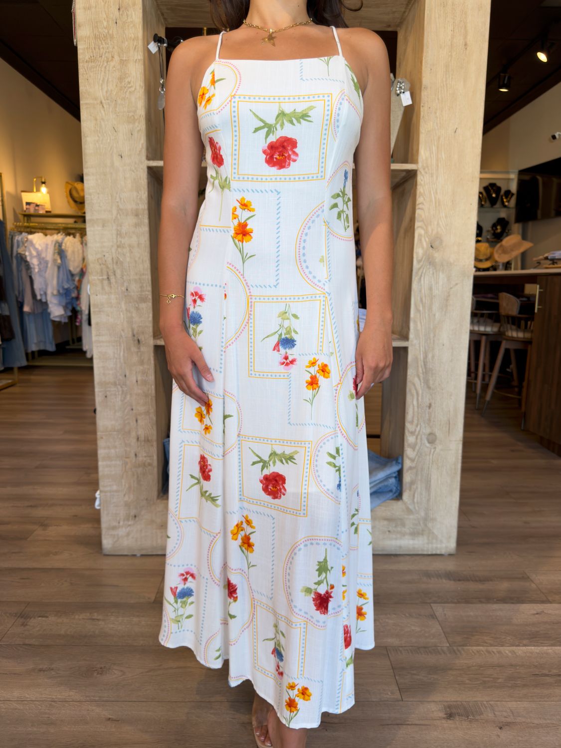 PRINTED MIDI DRESS- OFF WHITE