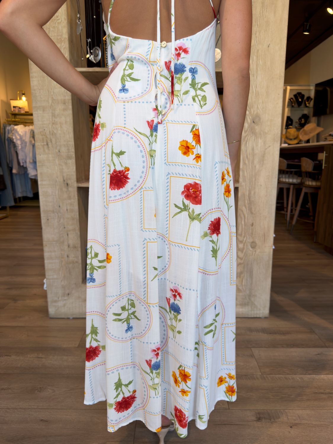 PRINTED MIDI DRESS- OFF WHITE