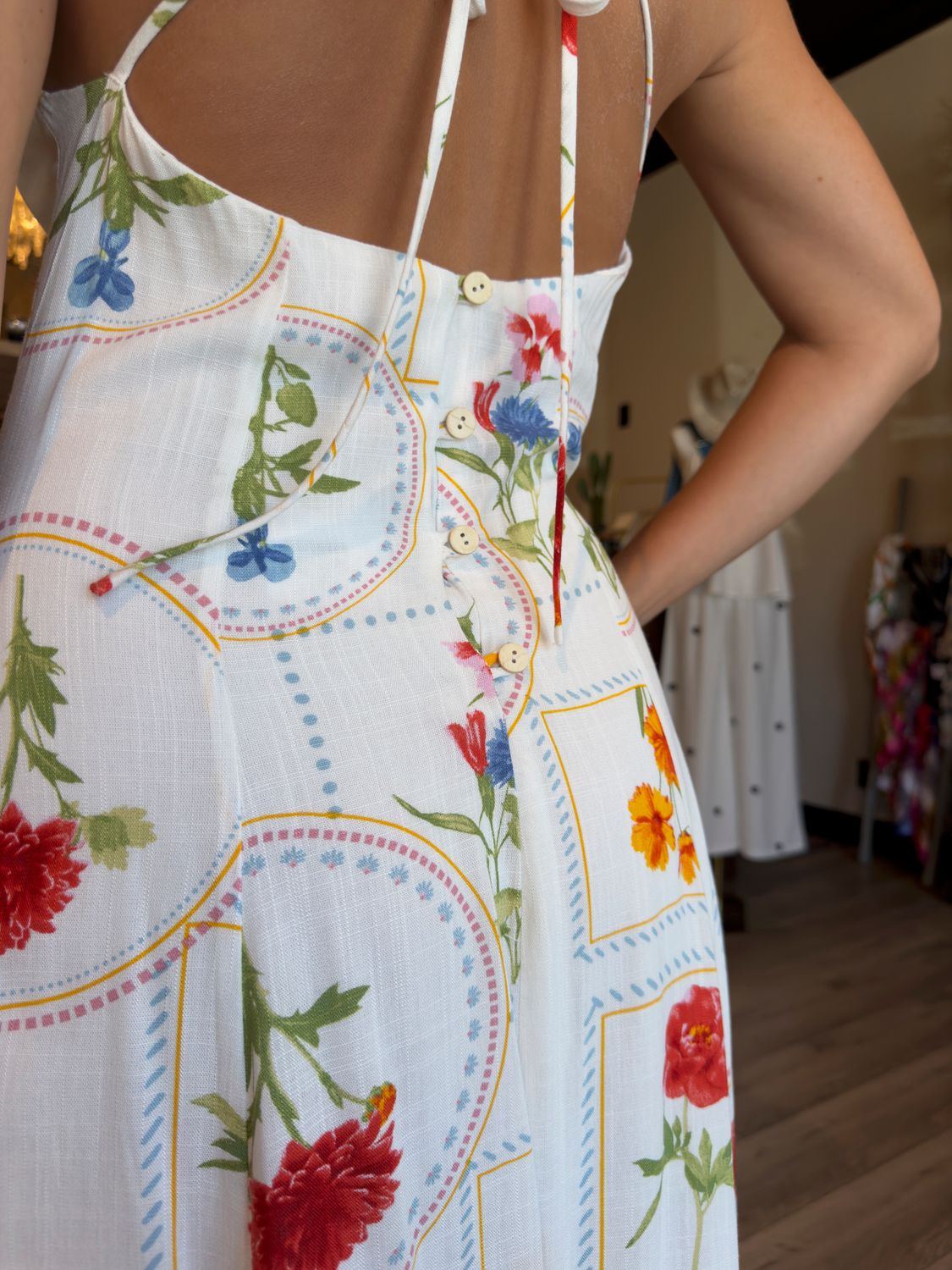 PRINTED MIDI DRESS- OFF WHITE
