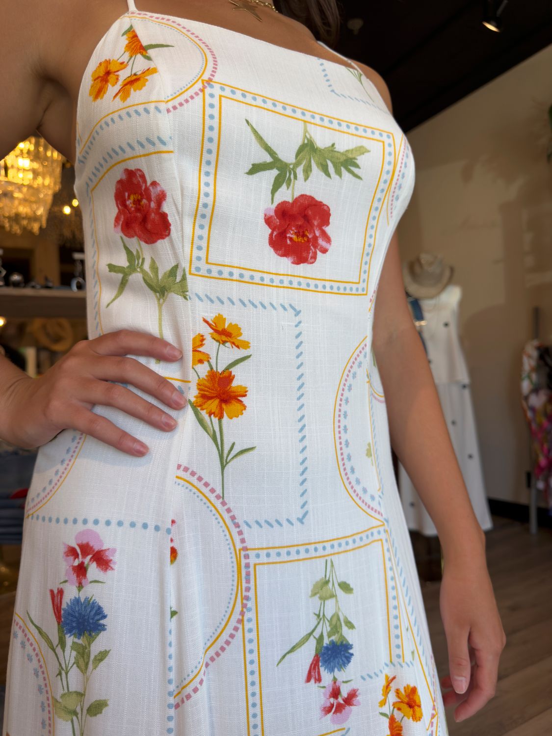 PRINTED MIDI DRESS- OFF WHITE