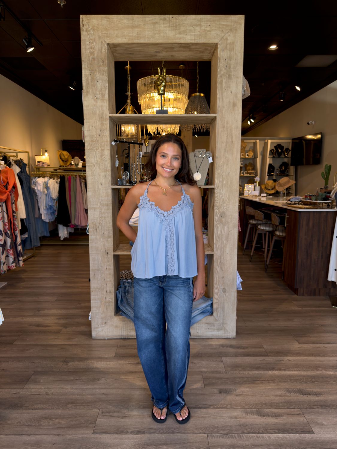 LACED CAMI TOP-PERI BLUE