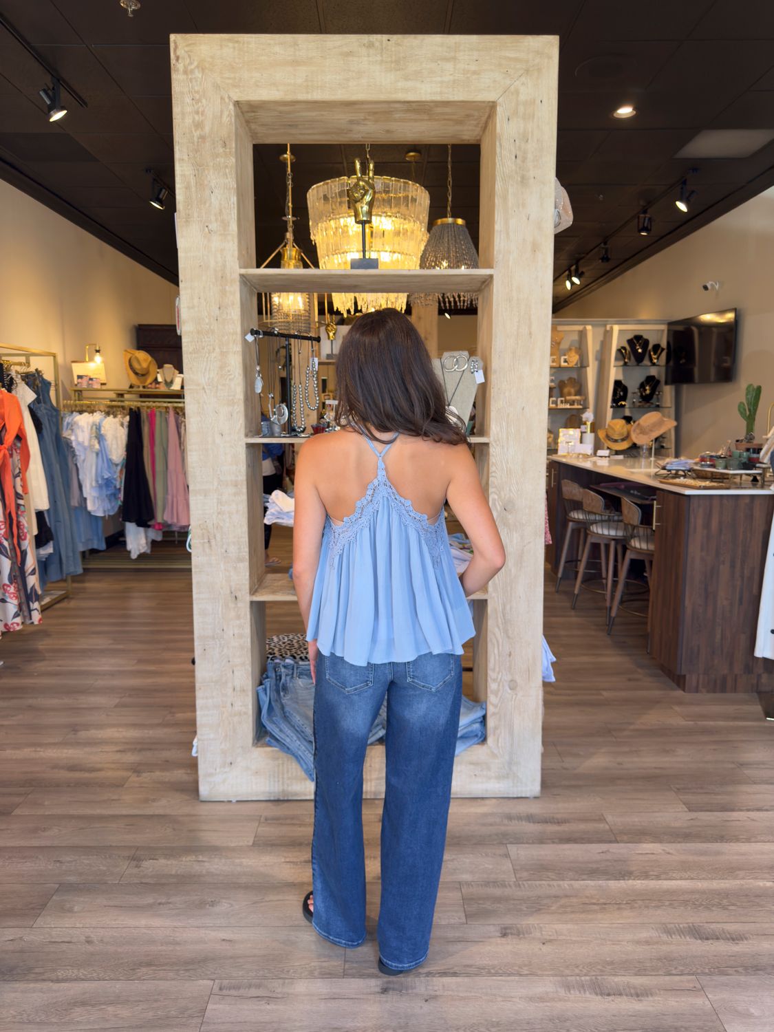 LACED CAMI TOP-PERI BLUE