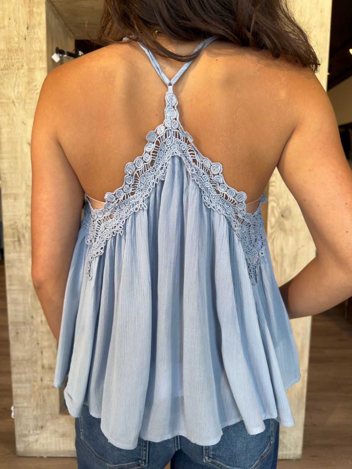 LACED CAMI TOP-PERI BLUE