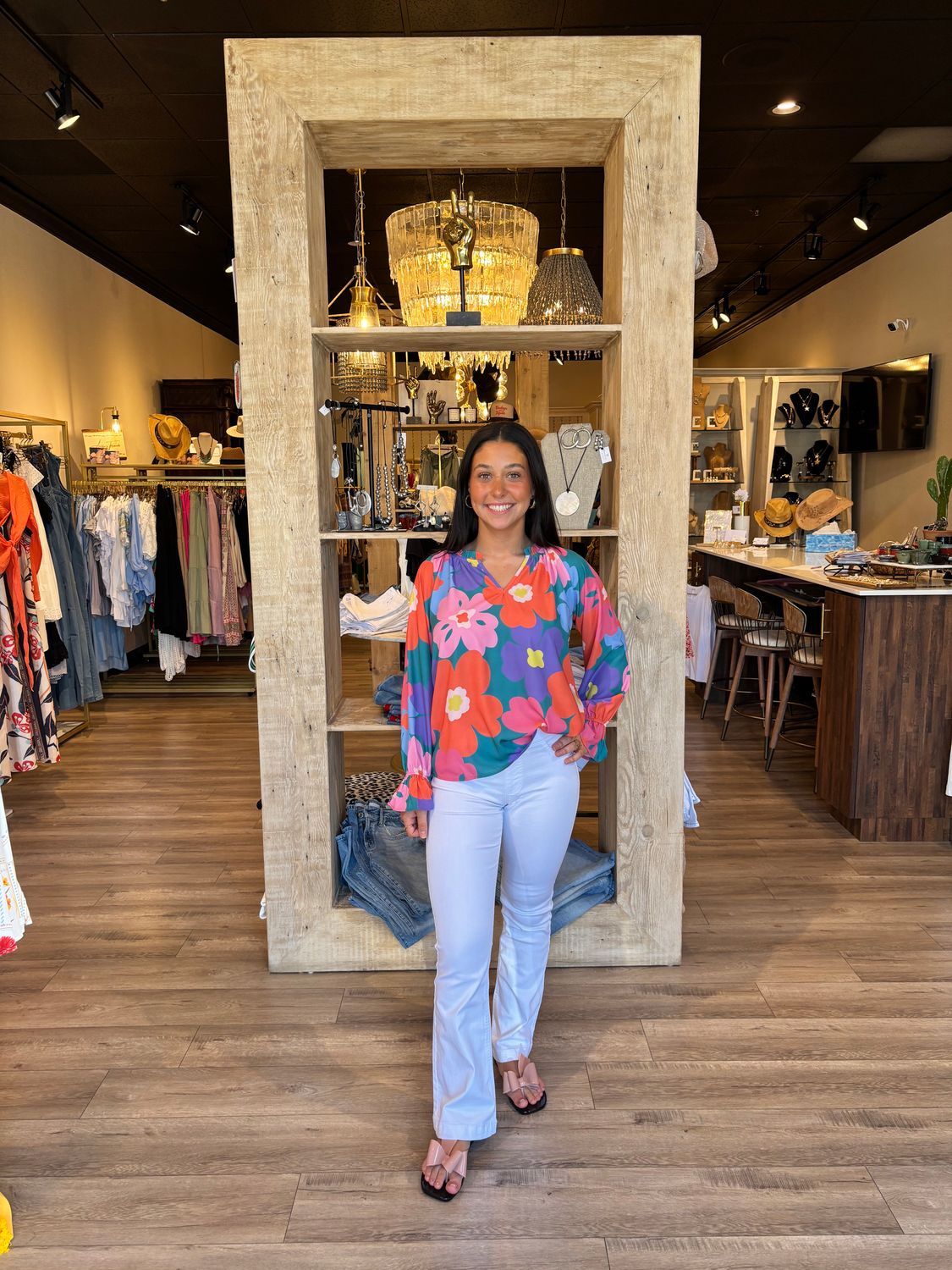 MULTI FLOWER PRINT BLOUSE