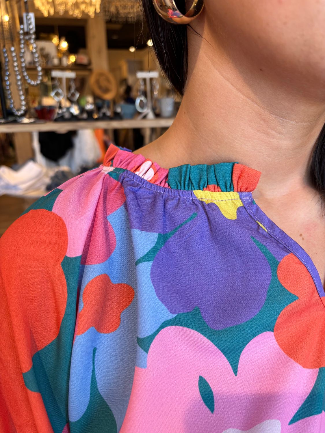 MULTI FLOWER PRINT BLOUSE