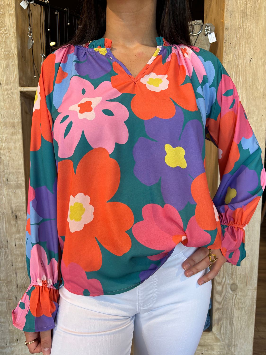 MULTI FLOWER PRINT BLOUSE