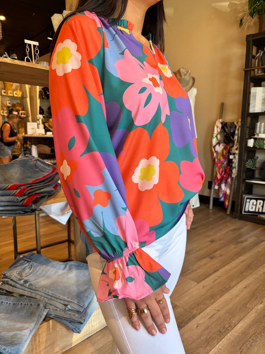 MULTI FLOWER PRINT BLOUSE