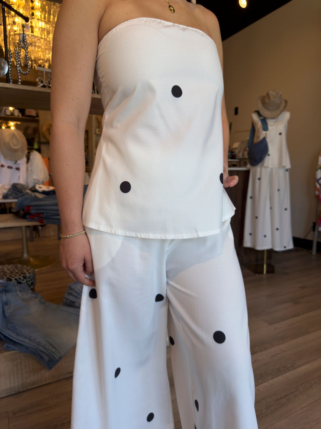 POKA DOT WIDE-LEG CASUAL SET-OH-