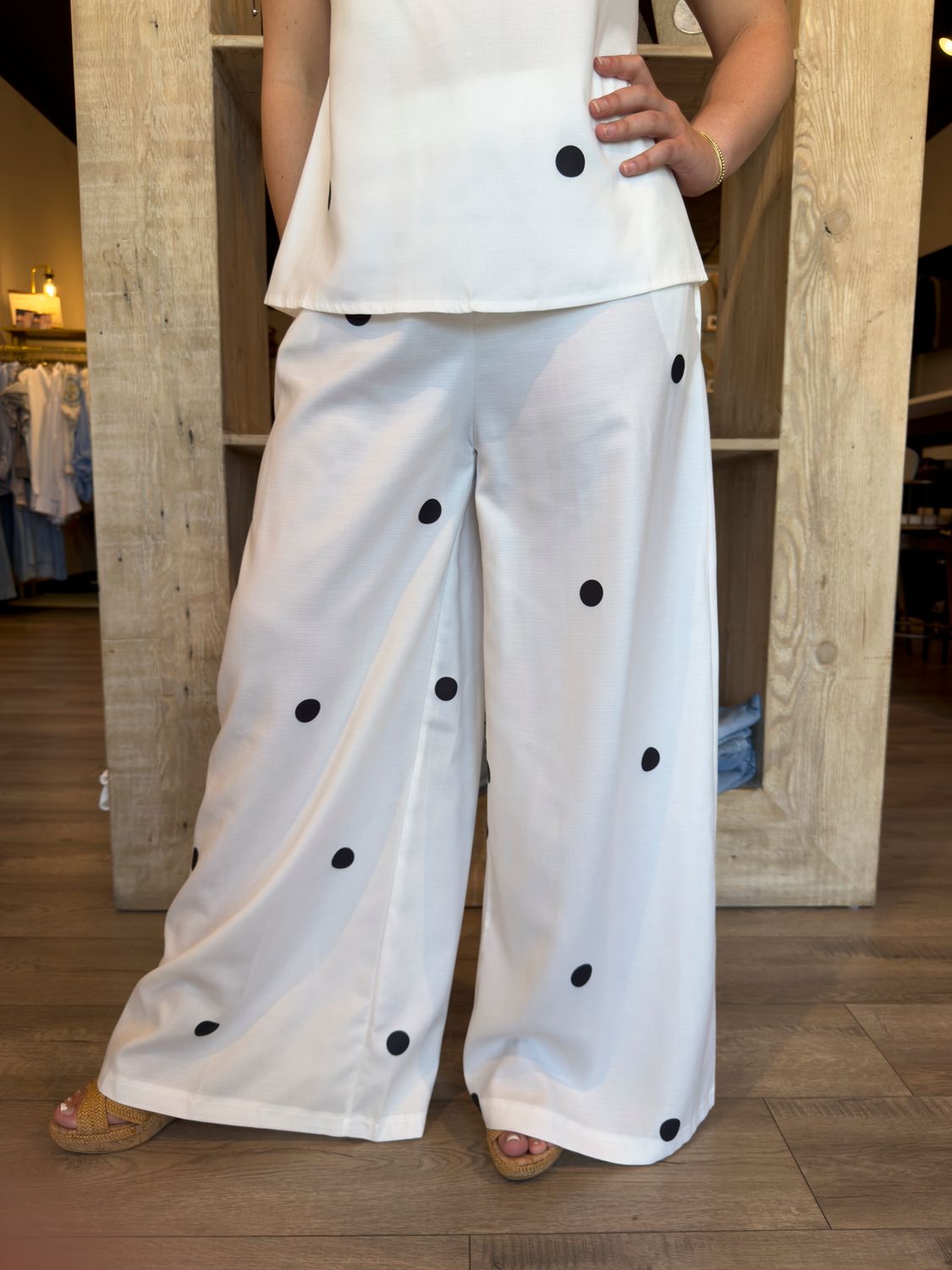 POKA DOT WIDE-LEG CASUAL SET-OH-