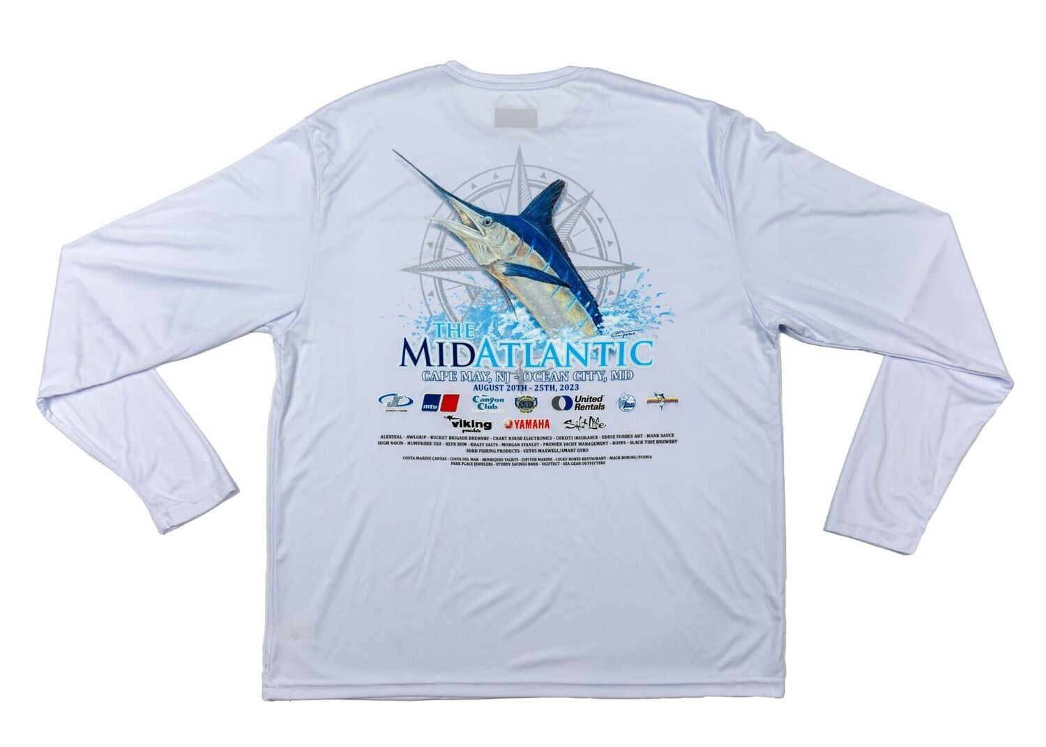 MidAtlantic Mens Long Sleeve Performance 2023, Color: White, Size: Small