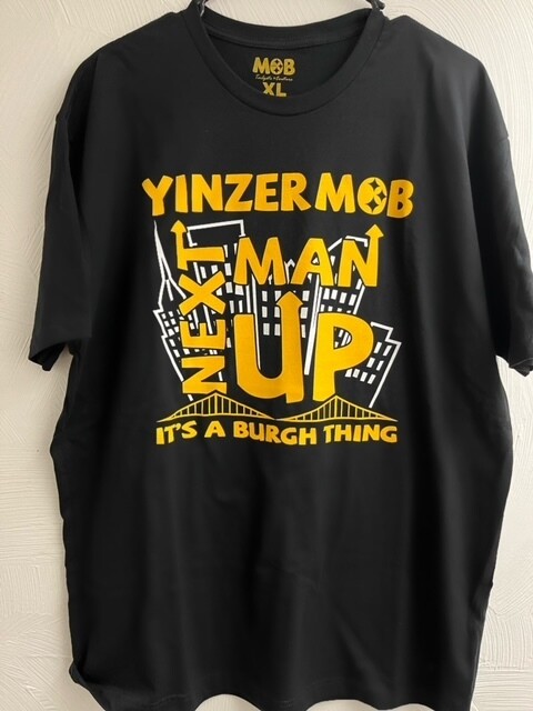 YinzerMOB Next Man UP Black t-shirt, Size: L