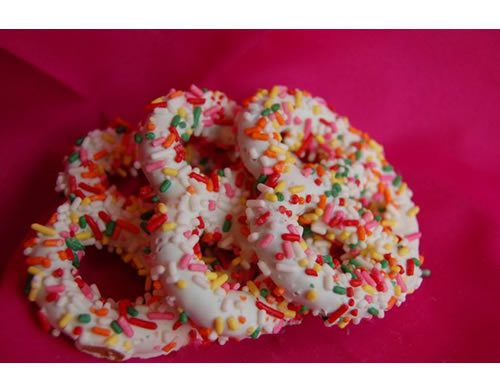 Pretzel - Dipped Rainbow Sprinkles White Chocolate - 6 per package