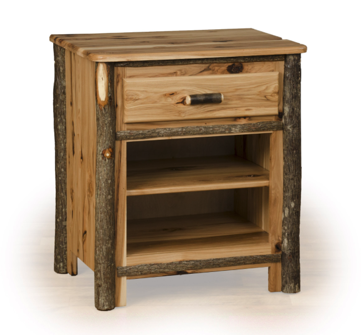 Hickory one Drawer Two Shelf Nightstand