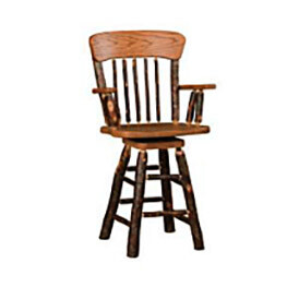 Oak Back Swivel Arm Barstool