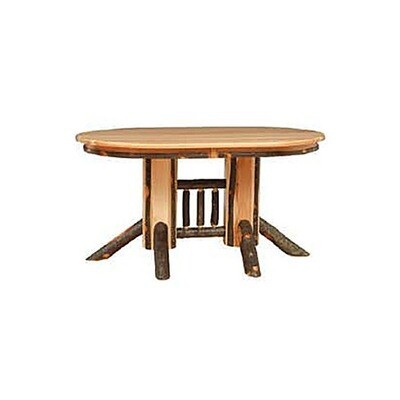 Double Pedestal Solid Top Hickory Table