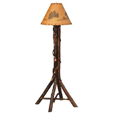Split Log Floor Lamp w/Shade