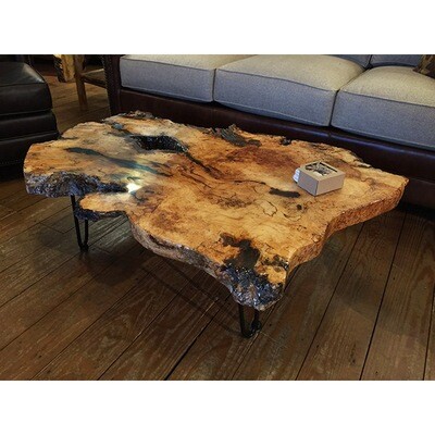 Maple Burl Coffee Table with Turquoise