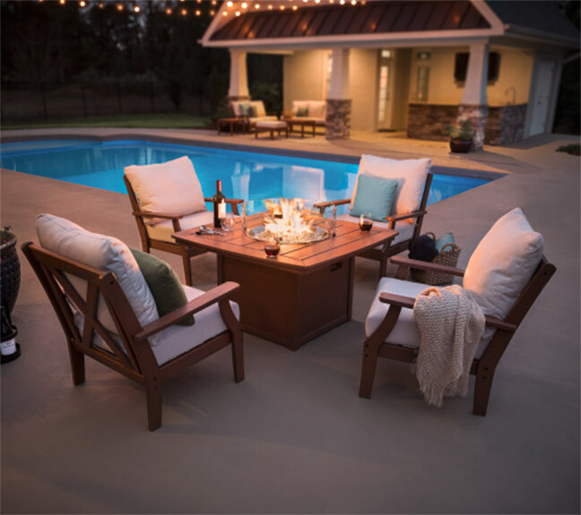 Braxton 5-Piece Deep Seating Conversation Set With Fire Pit Table