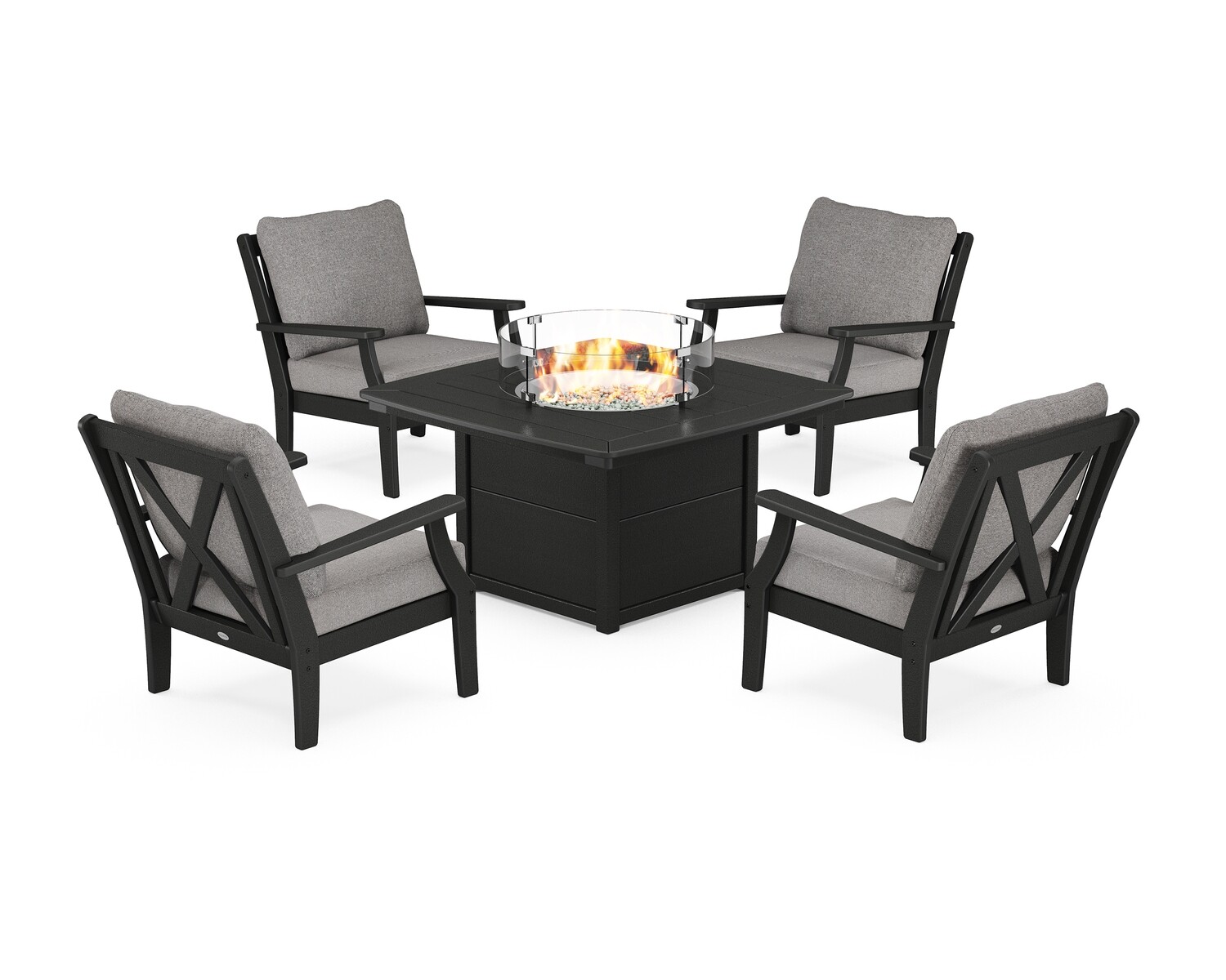 Braxton 5-Piece Deep Seating Conversation Set With Fire Pit Table