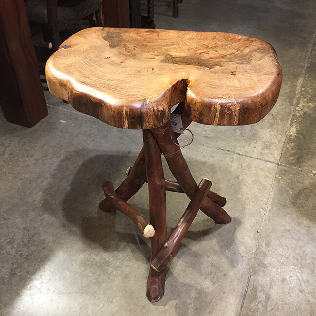 Maple Tripod Side Table w/Crepe Myrtle Base