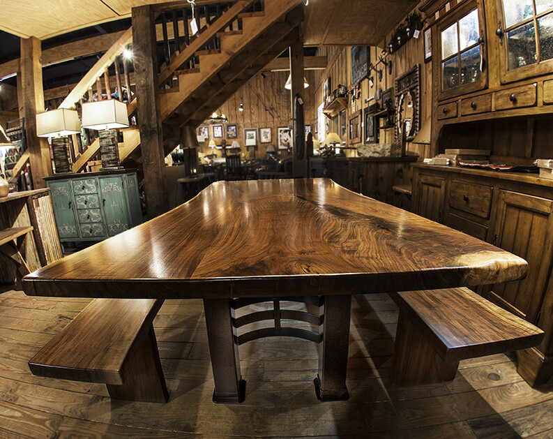 Live Edge Walnut Dining Table with B&amp;H Metal Base