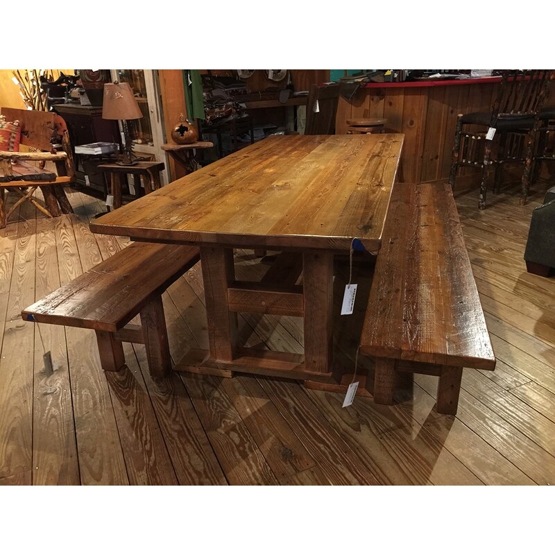 7&#39; Barnwood Dining Table with Trestle Base