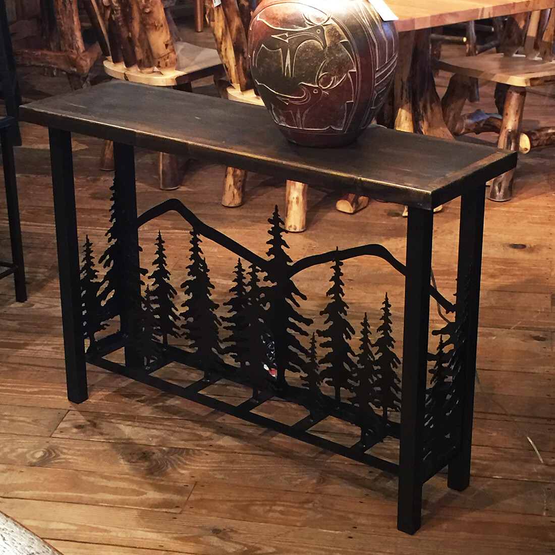 Iron 3D Sofa Table w/feathered Tree