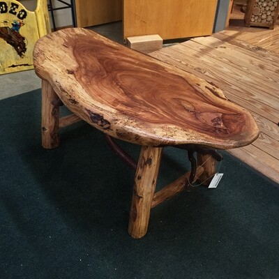Pecan Slab Coffee Table with Locust and Laurel Base