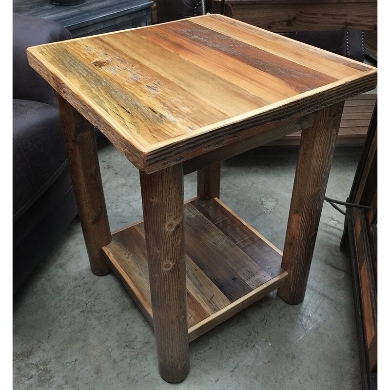 Barnwood Standard w/Shelf Nightstand Round Leg