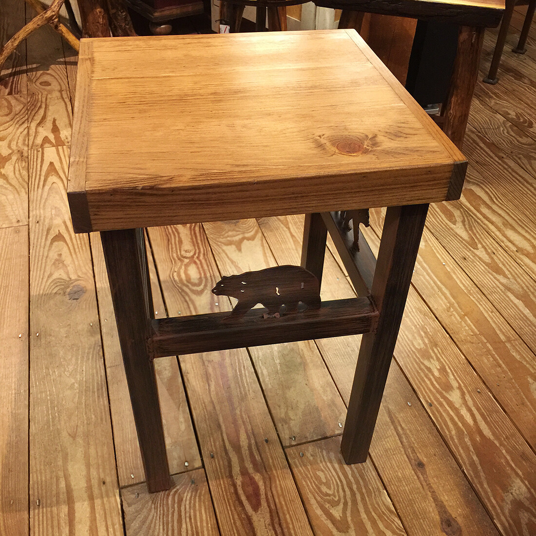 End Table with Bear Accent and Deck Board Top