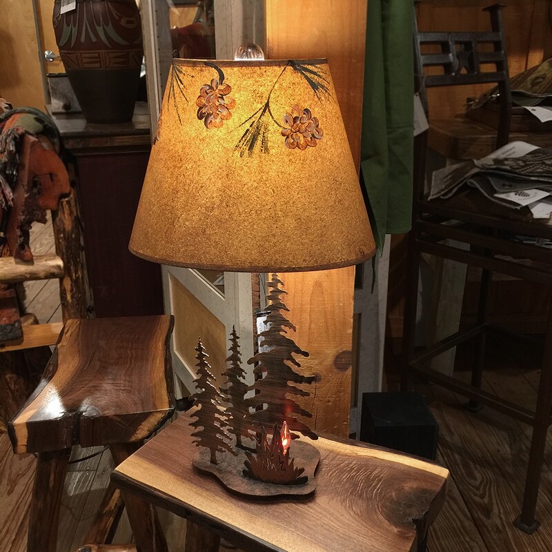 Small Iron Pine Tree/Campfire w/night Light