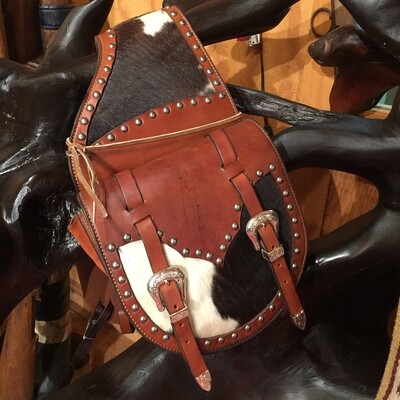Black and White Cowhide Saddle Bags