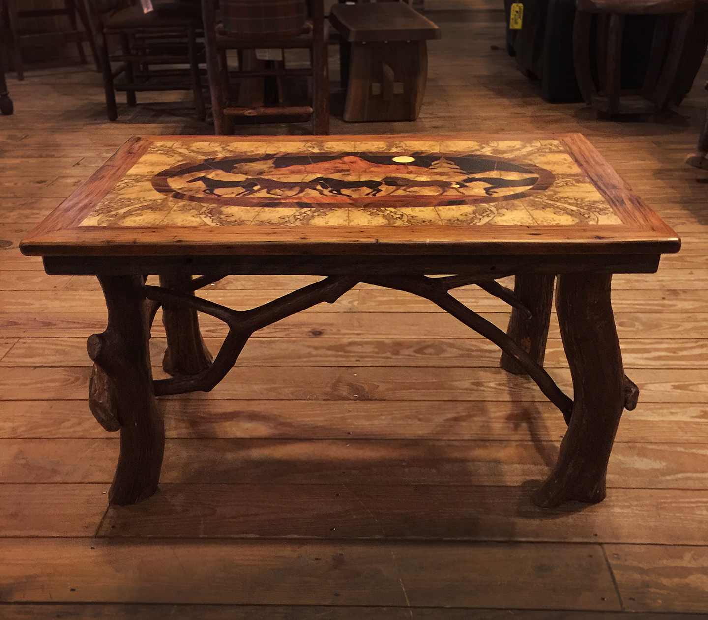 Inlaid Running Horse Coffee Tables