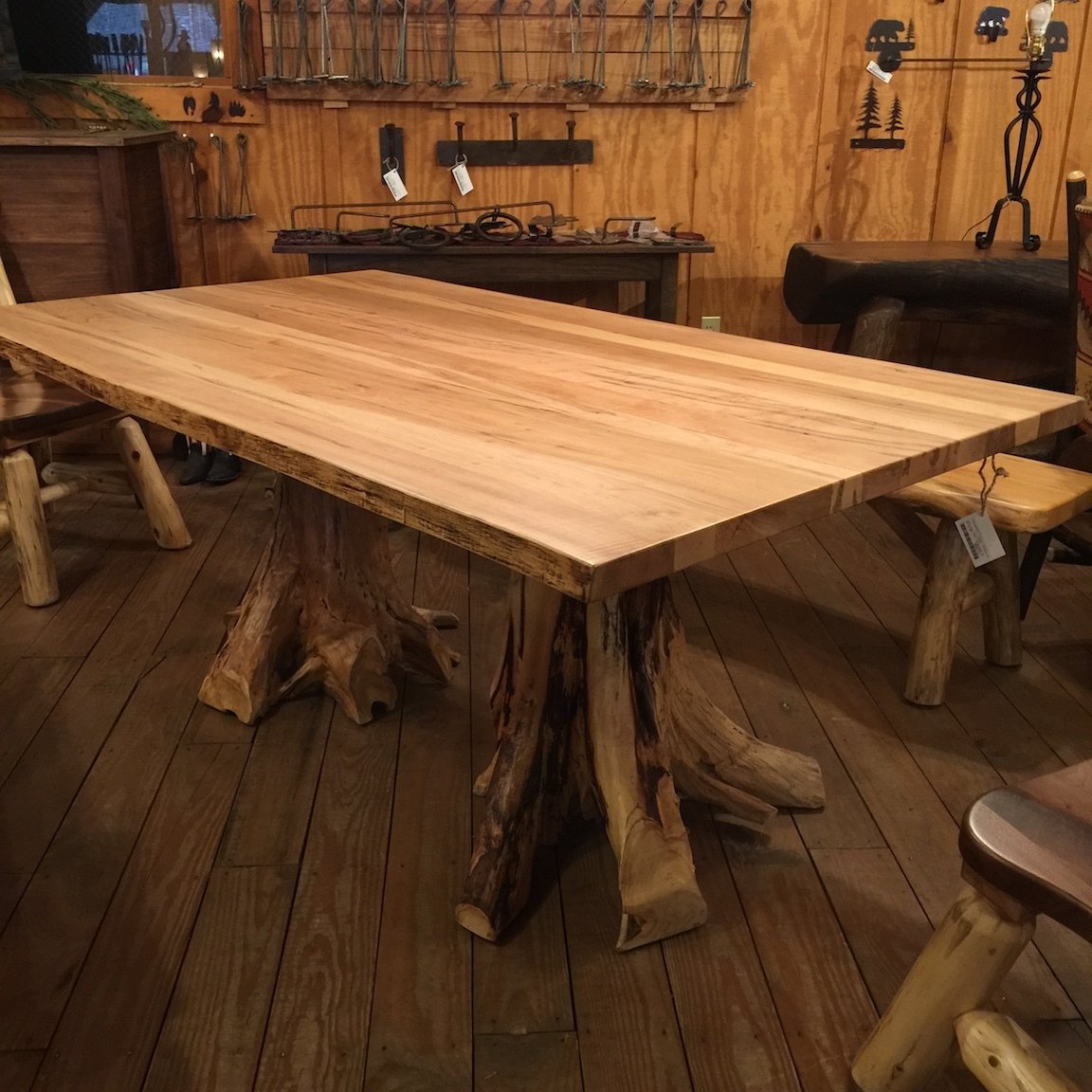 Double Stump Table - Spalted Maple Top