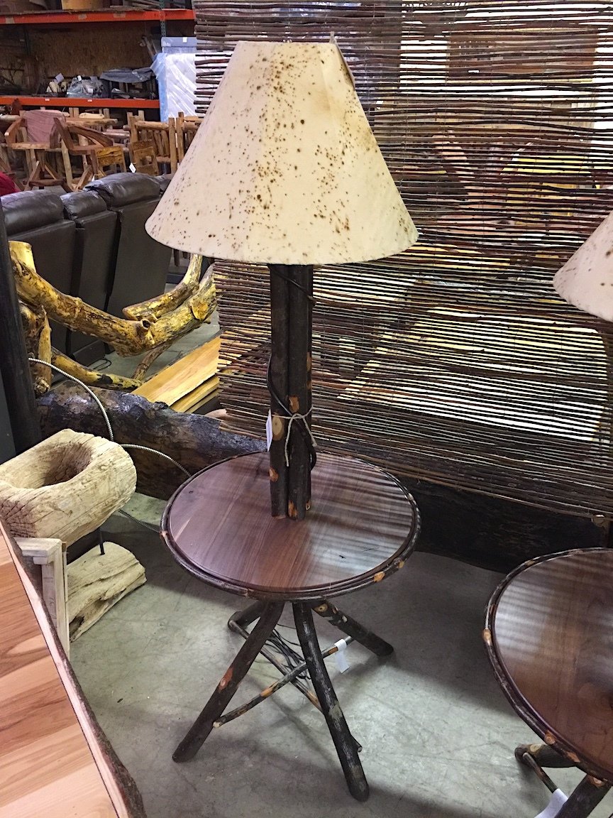 Floor Lamp w/ table Hickory and Hickory