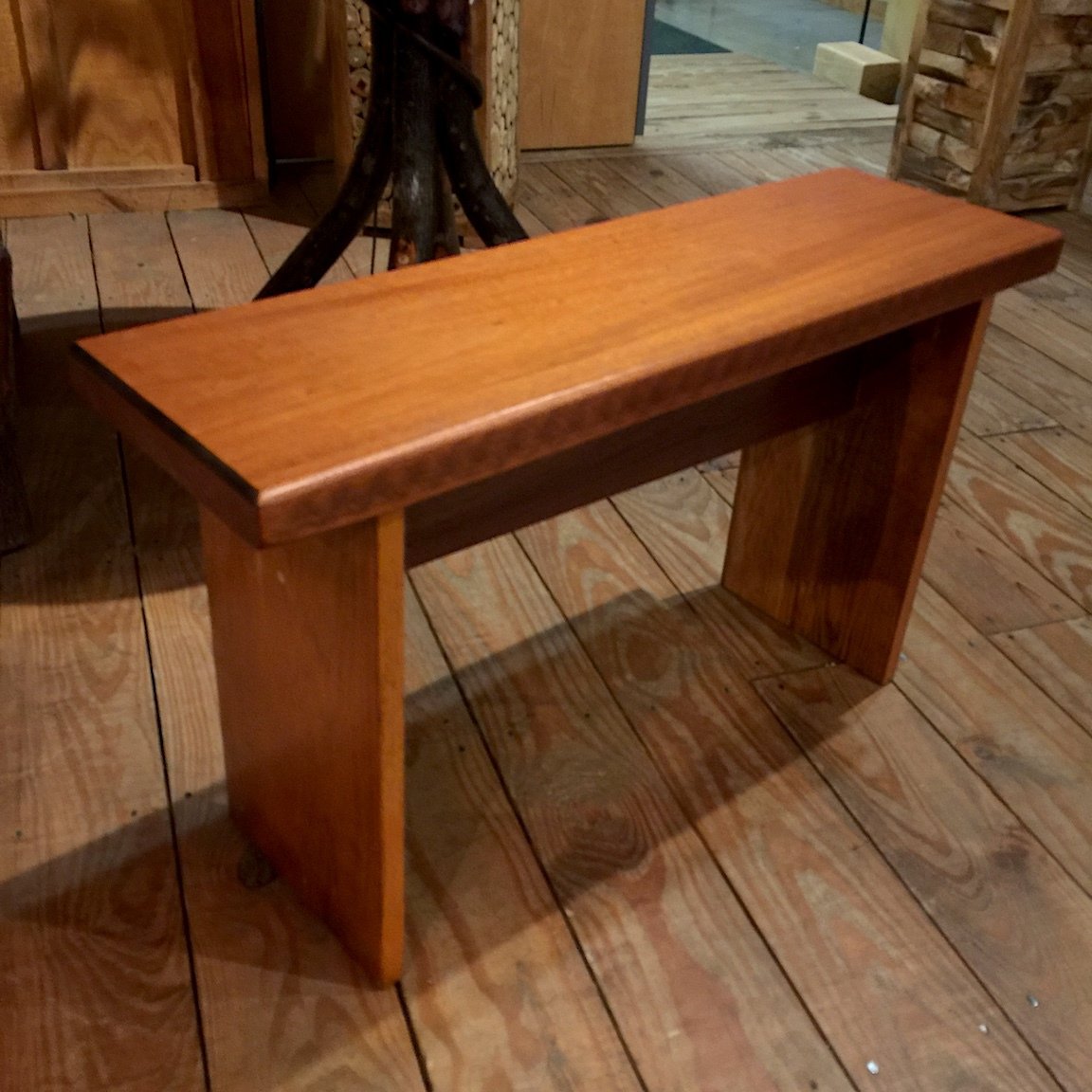 Small Bench with Mahogany Top/Stained Walnut