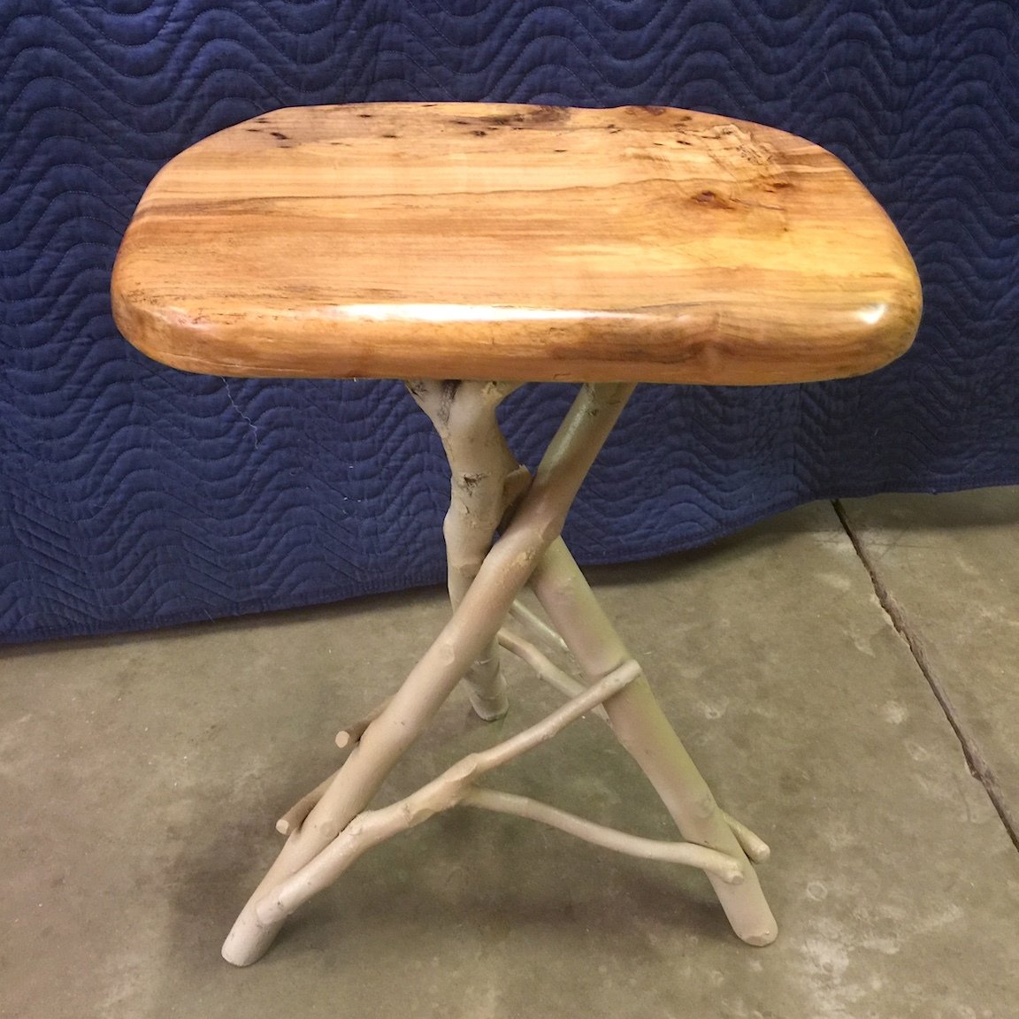 Spaulted Maple Top Tripod, Painted Twig Base