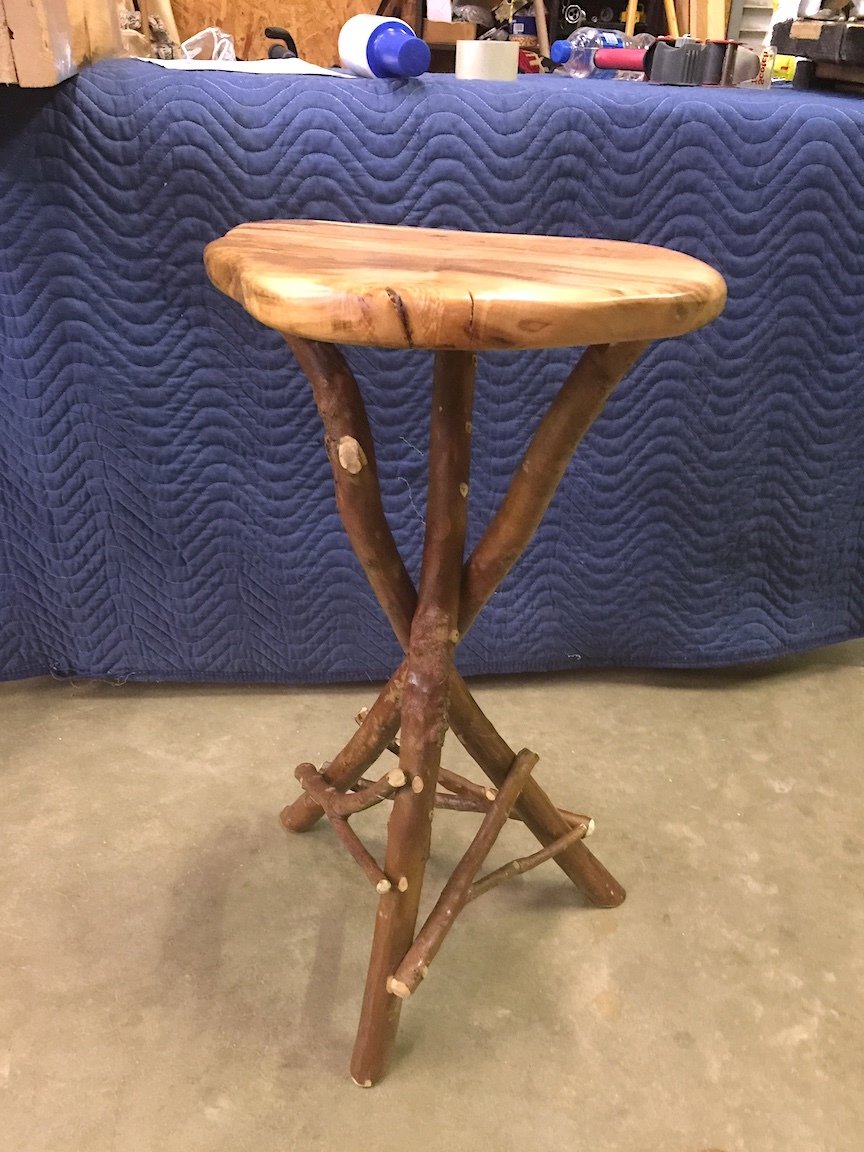 Tripod, Spaulted Maple Top with Crepe Myrtle Base
