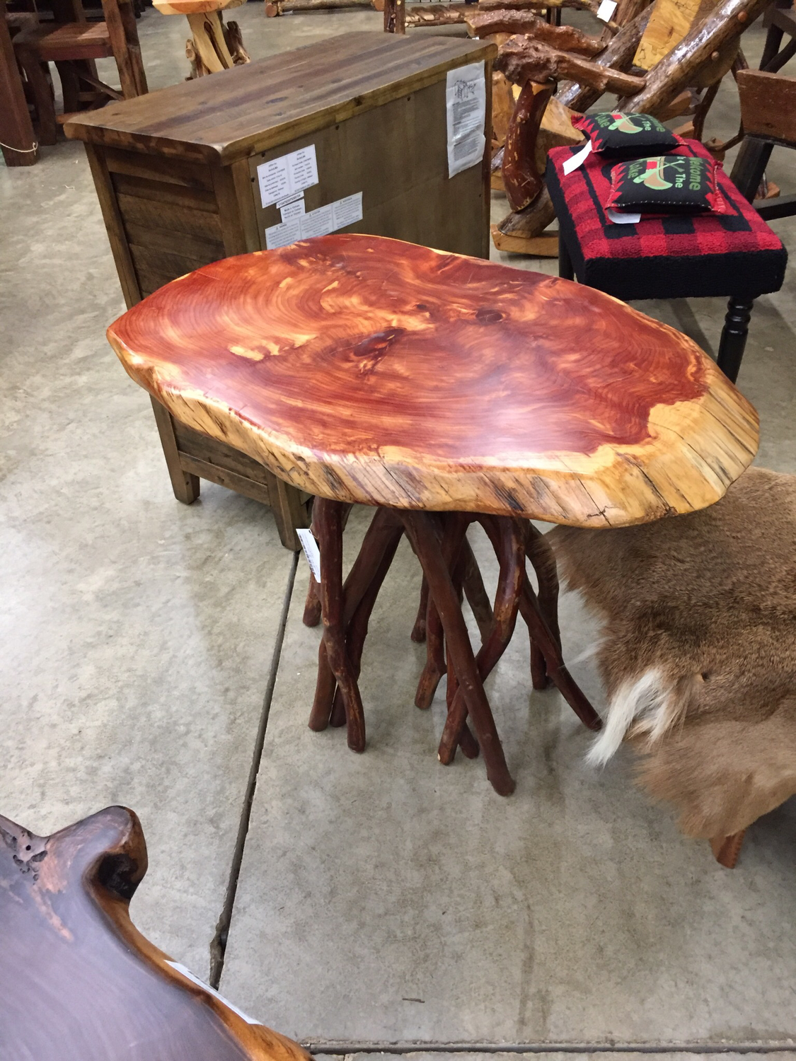 Cedar Entry Table with Crepe Myrtle Base