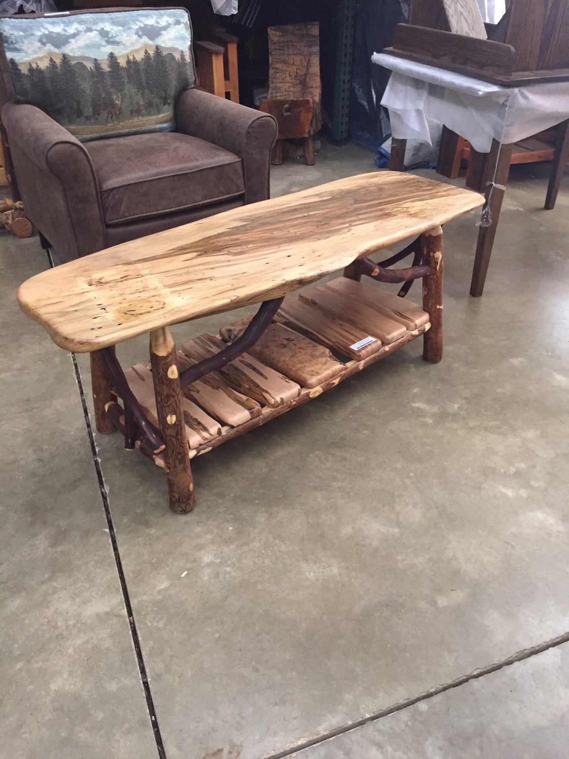 Spaulted Maple Coffee Table w/Magazine Rack